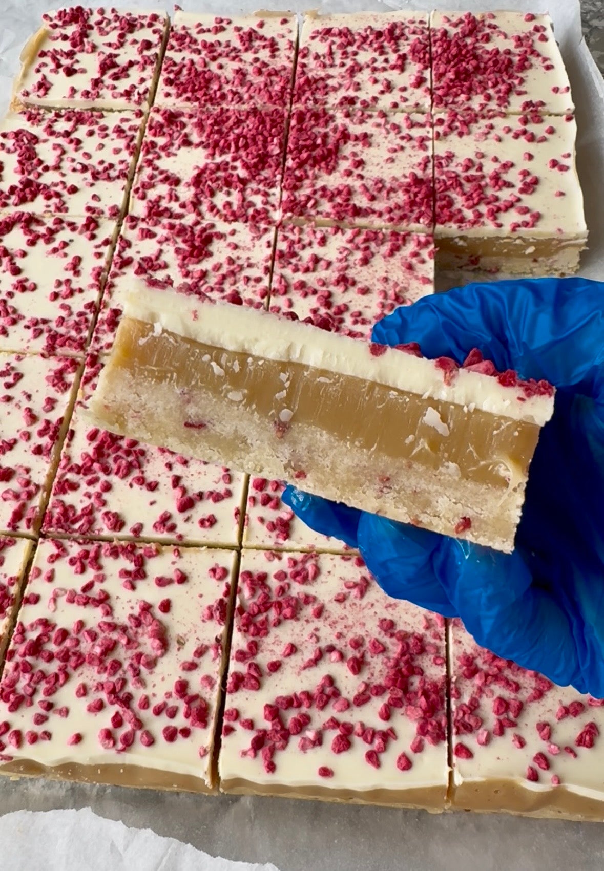 White chocolate & raspberry millionaires shortbread recipe
